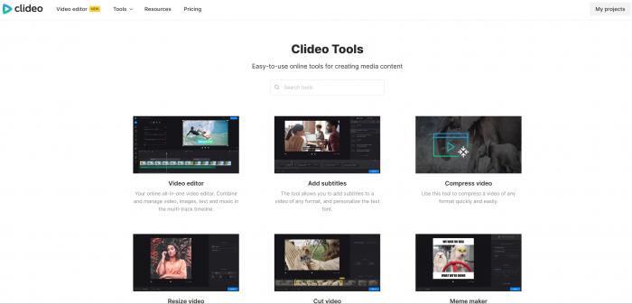 Clideo Homepage