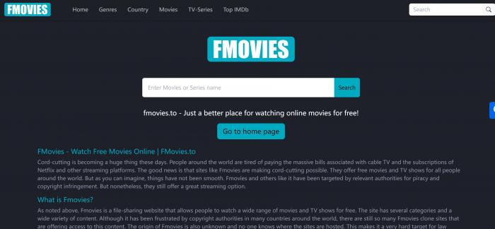 Fmoviesホームページ