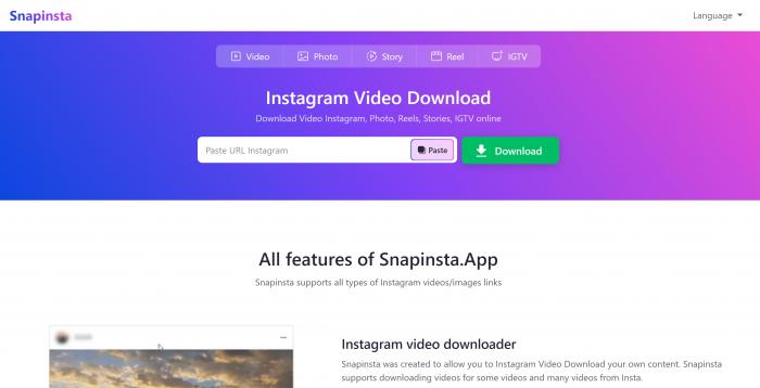 Snapinsta Instagram वीडियो डाउनलोडर
