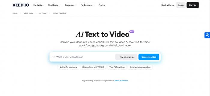 Veed.io szöveg a videogenerátorhoz